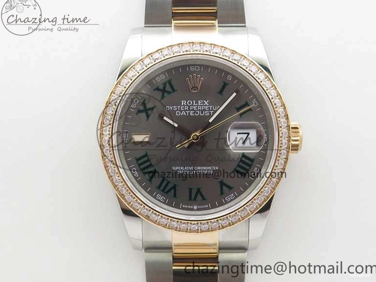 126281 Bracelet BP Gray DateJust Oyster 1:1 Best on Edition Maker RG SS 36 Roman Dial 0417